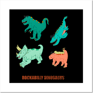 rockabilly dinosaurs Posters and Art